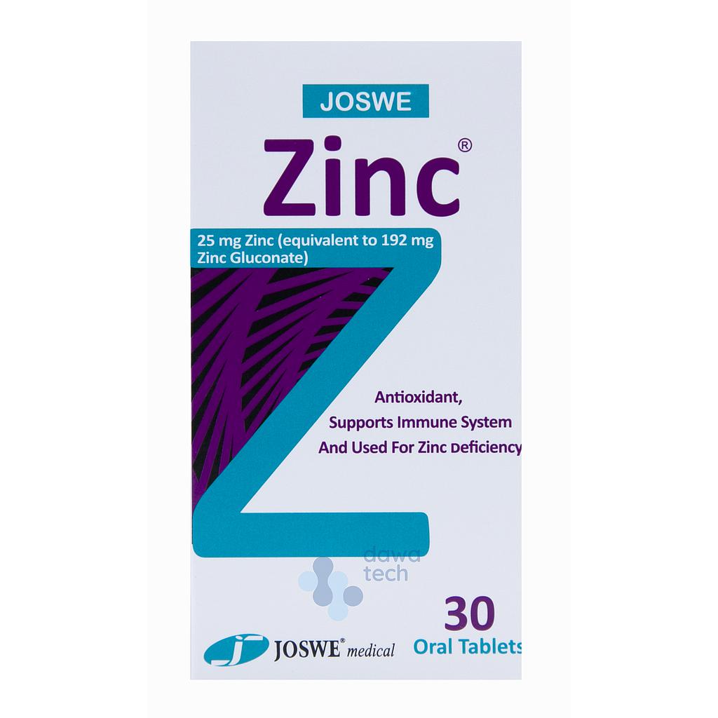 JOSWE ZINC 25MG 30 TAB