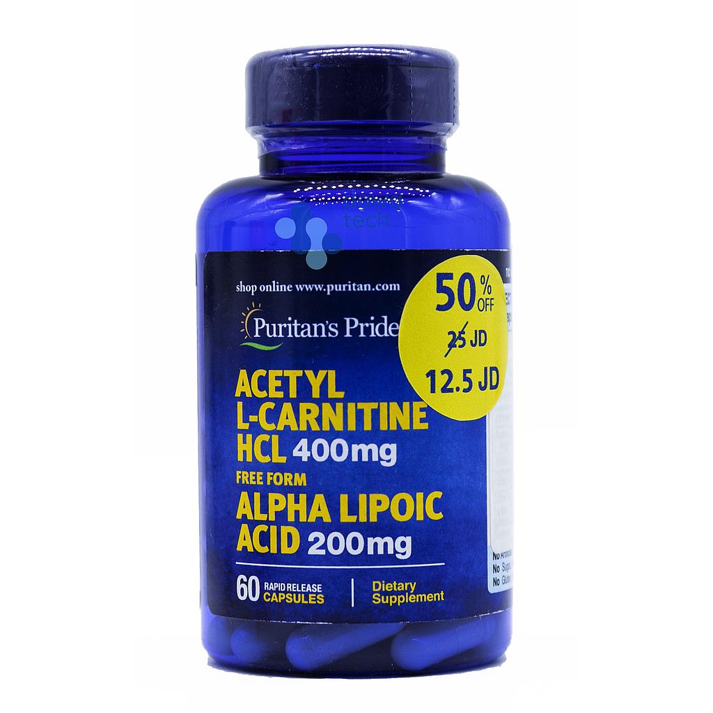 Pur L-Carnitine 400 mg&amp; Alpha Lipoic Acid 60 Cap